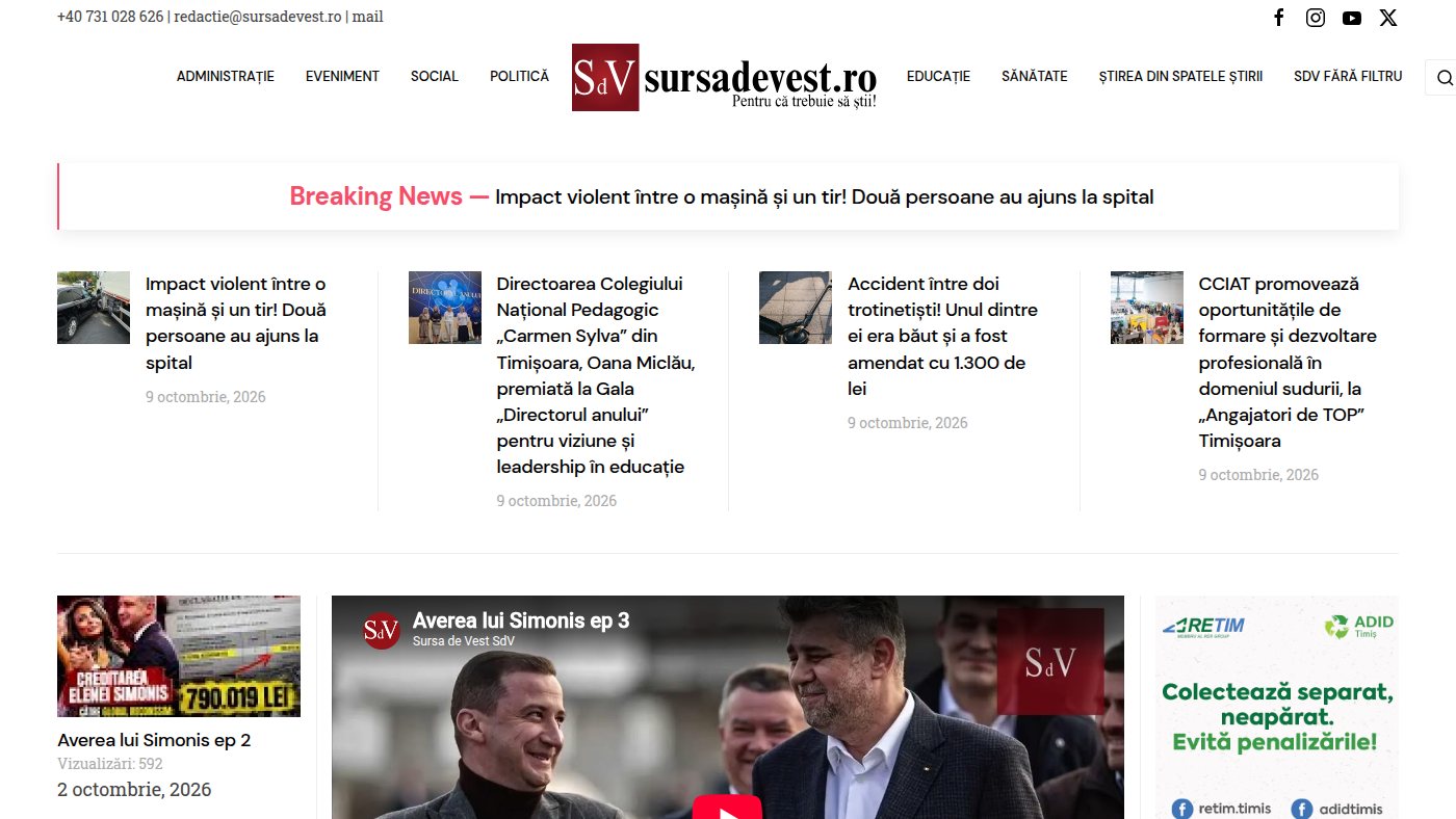 The home page of sursadevest.ro