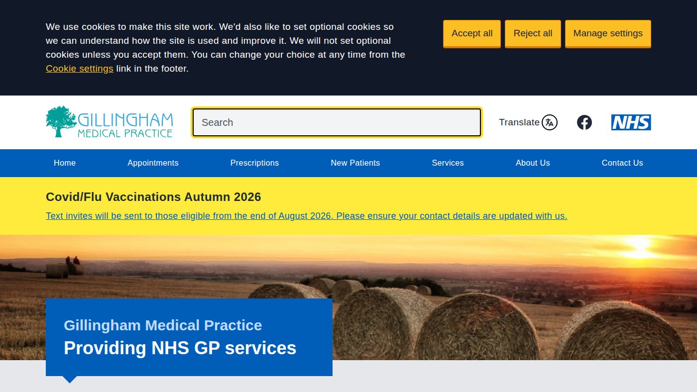 The home page of gillinghamsurgery.co.uk