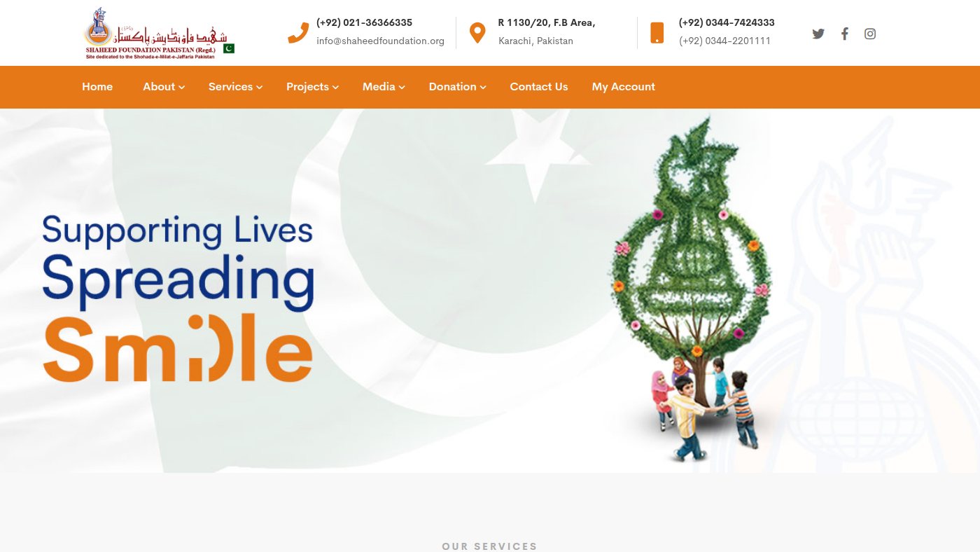 The home page of shaheedfoundation.org