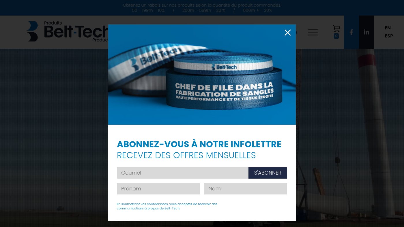 The home page of belt-tech.com
