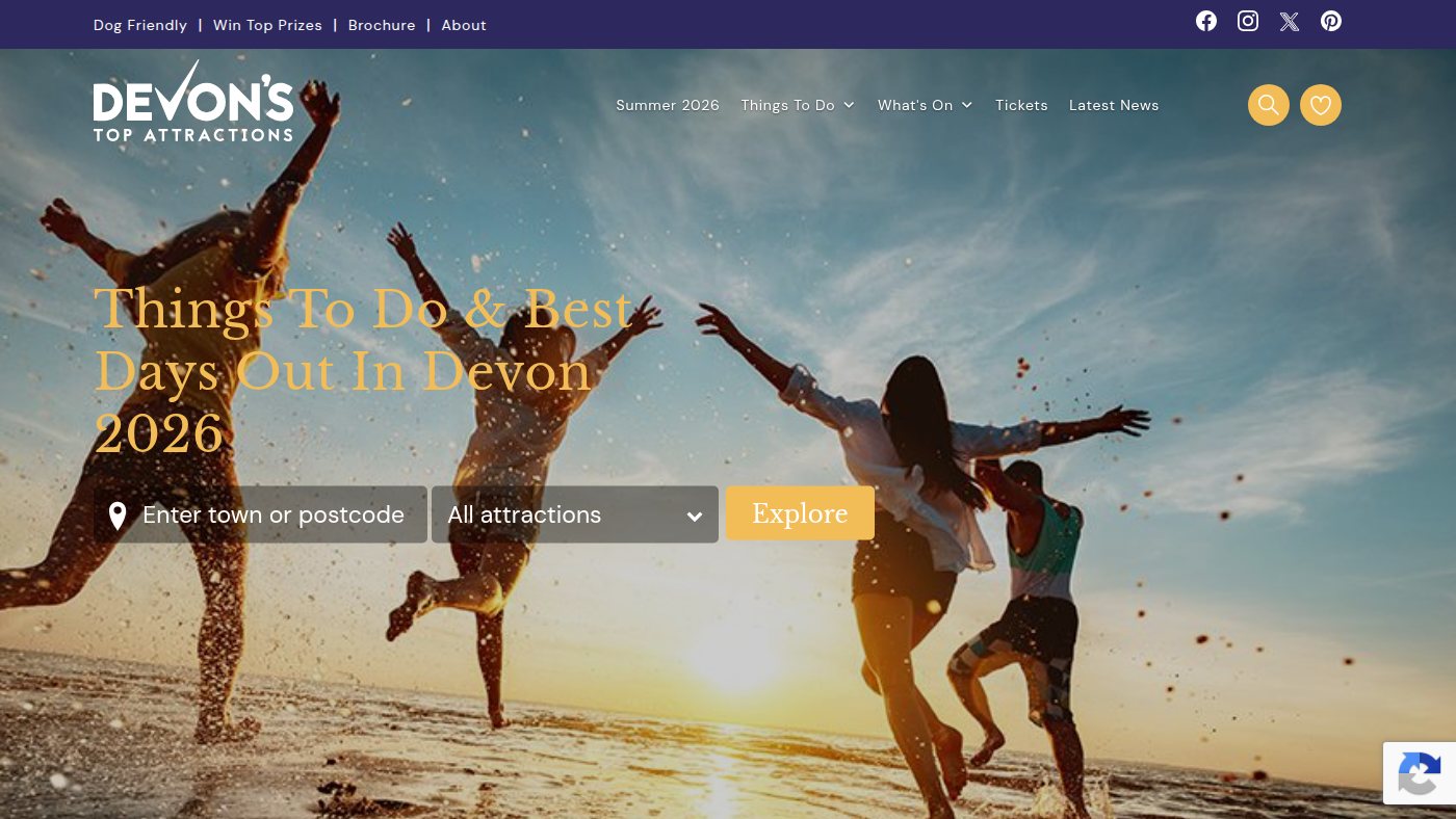 The home page of devonstopattractions.co.uk