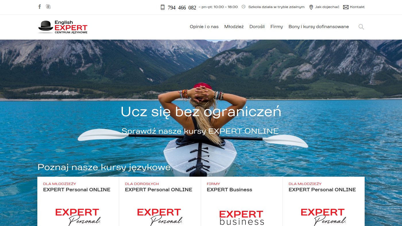 The home page of englishexpert.pl