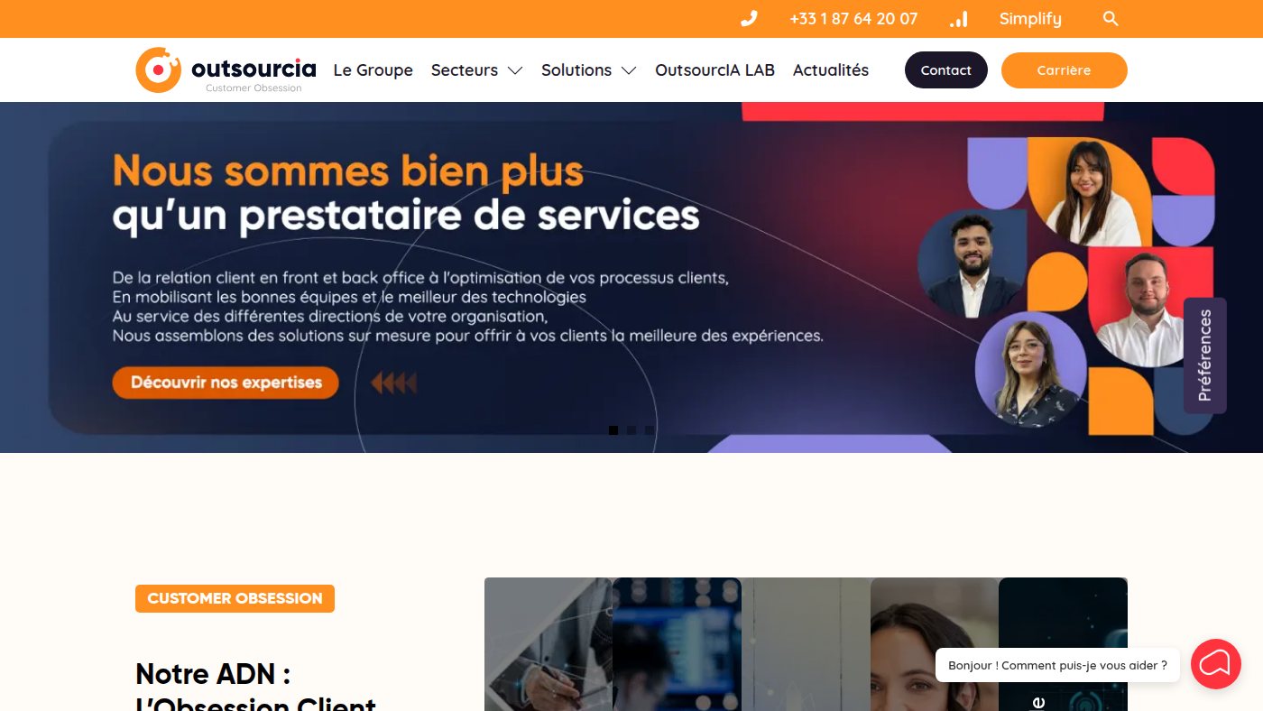The home page of outsourcia.com