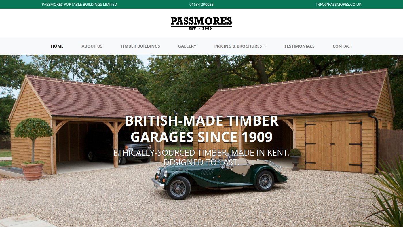 The home page of passmores.co.uk