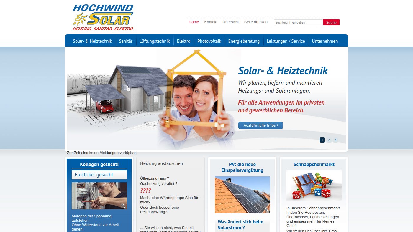 The home page of hochwind-solar.de