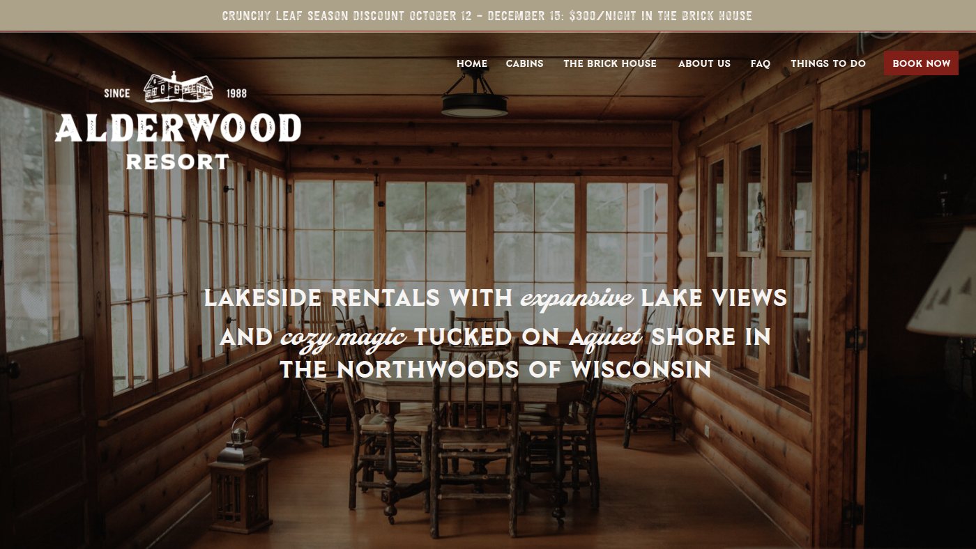 The home page of alderwood-resort.com