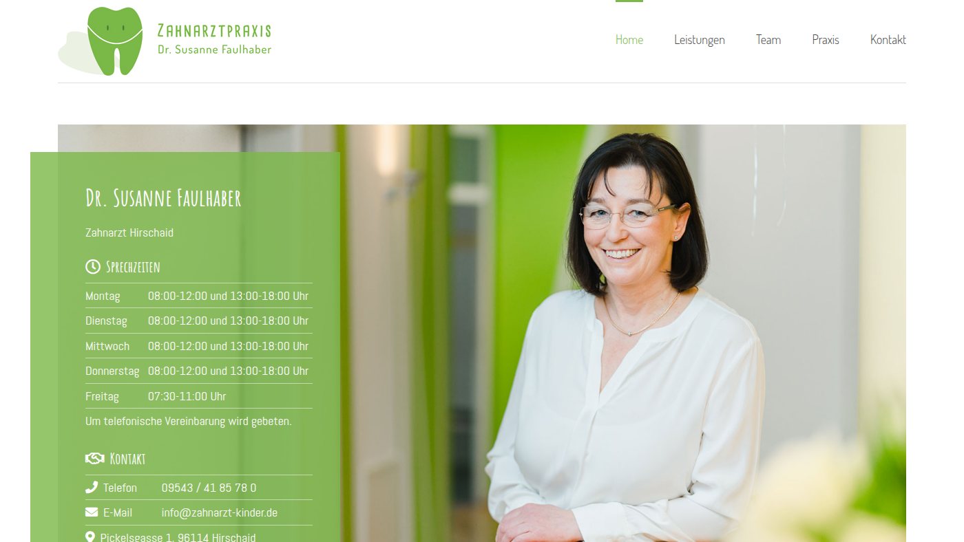 The home page of zahnarzt-kinder.de