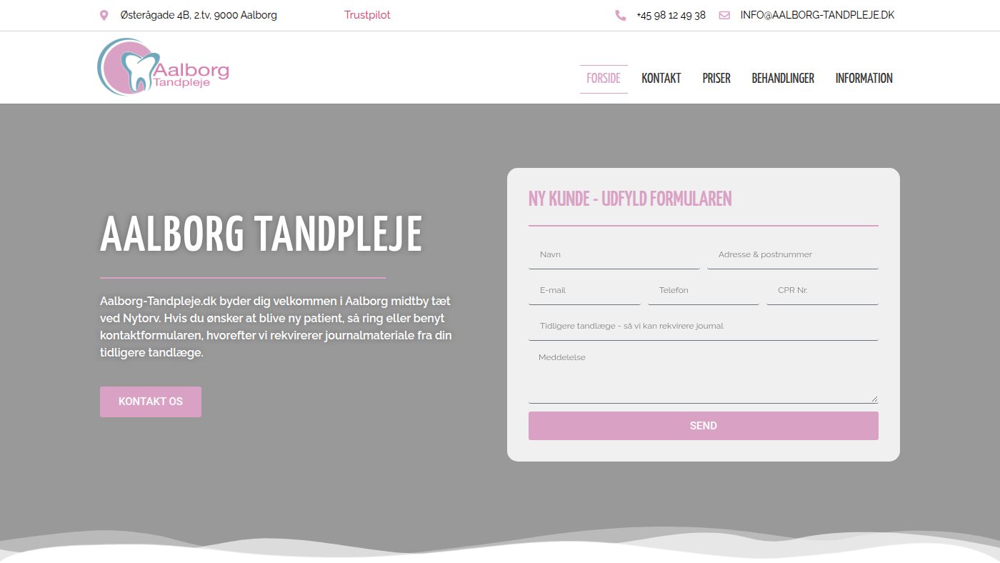 The home page of aalborg-tandpleje.dk