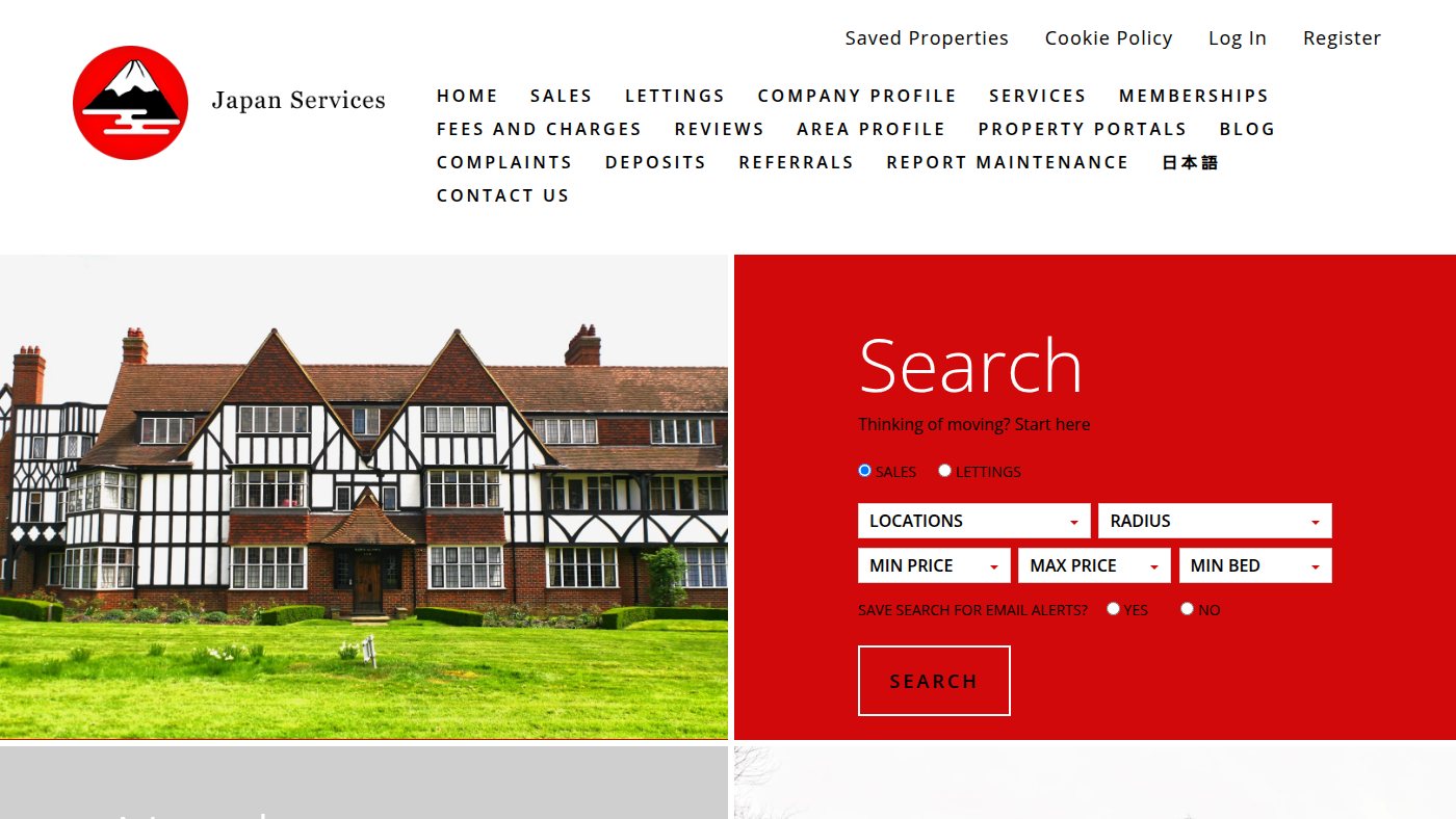 The home page of japanservices.co.uk