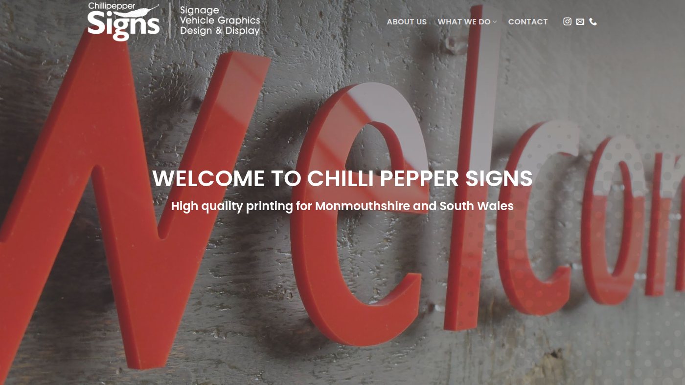The home page of chillipepper-signs.co.uk