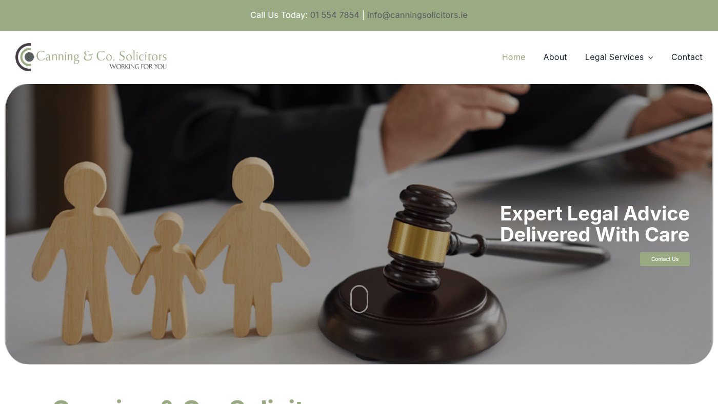 The home page of canningsolicitors.ie