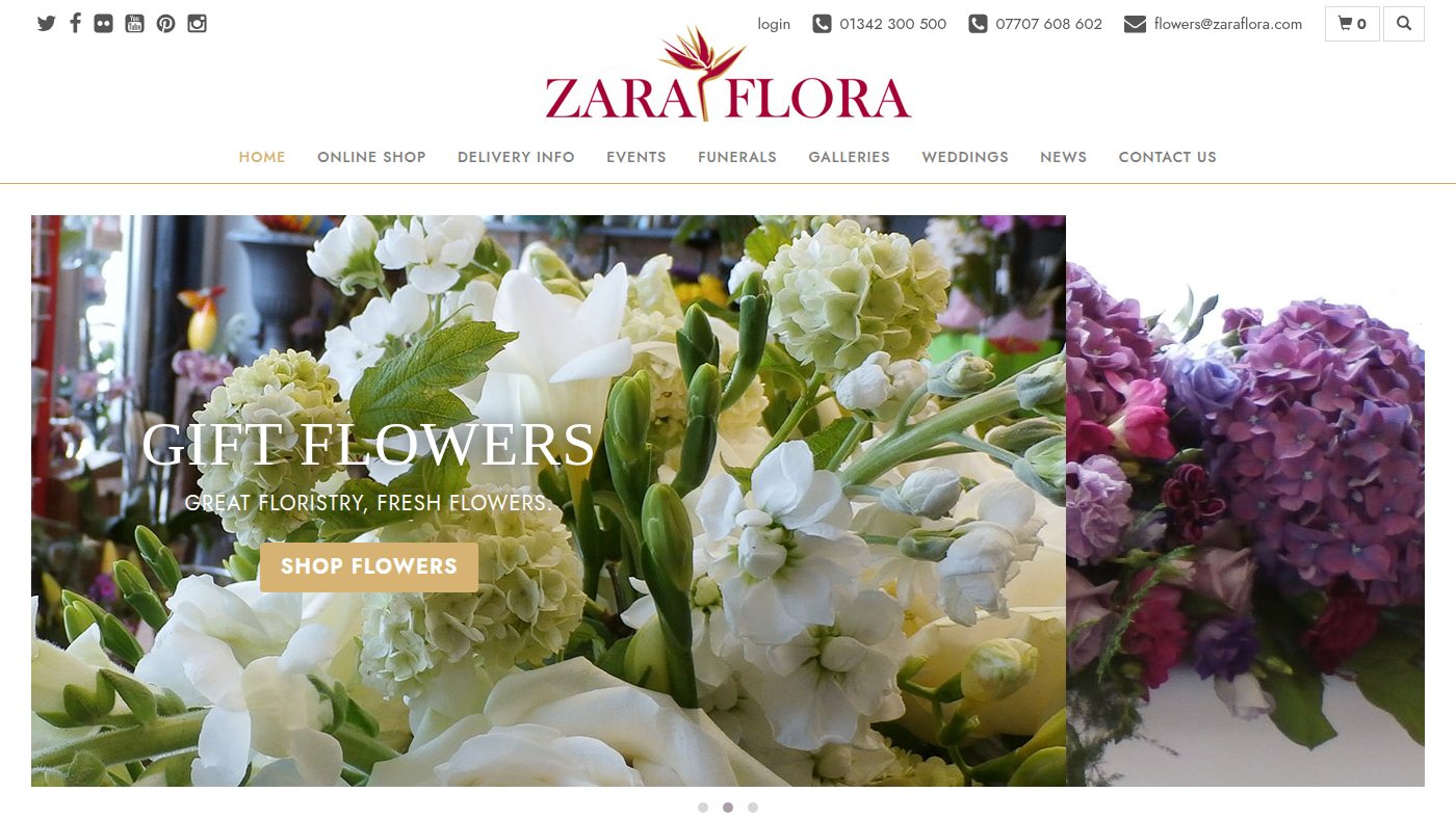 The home page of zaraflora.com