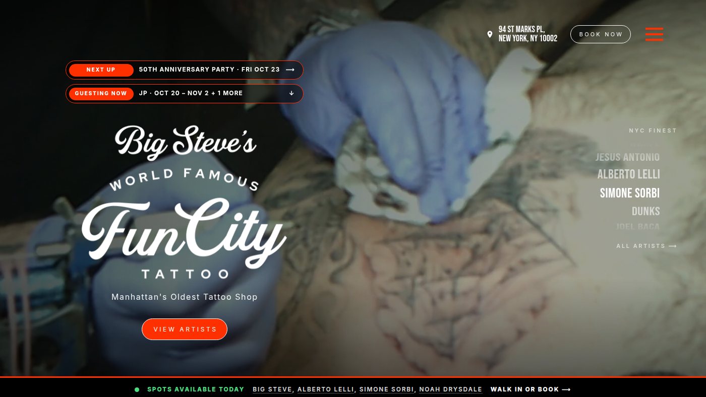 The home page of funcitytattoo.com