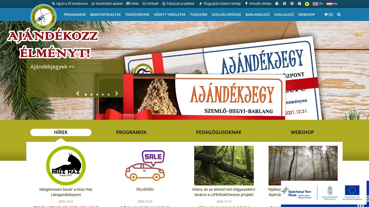 The home page of dunaipoly.hu