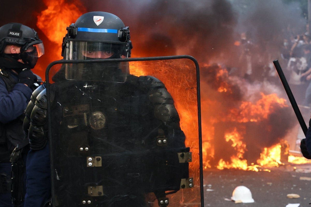 France protests latest: Baby hospitalised by firework as quarter of a million march in support of students