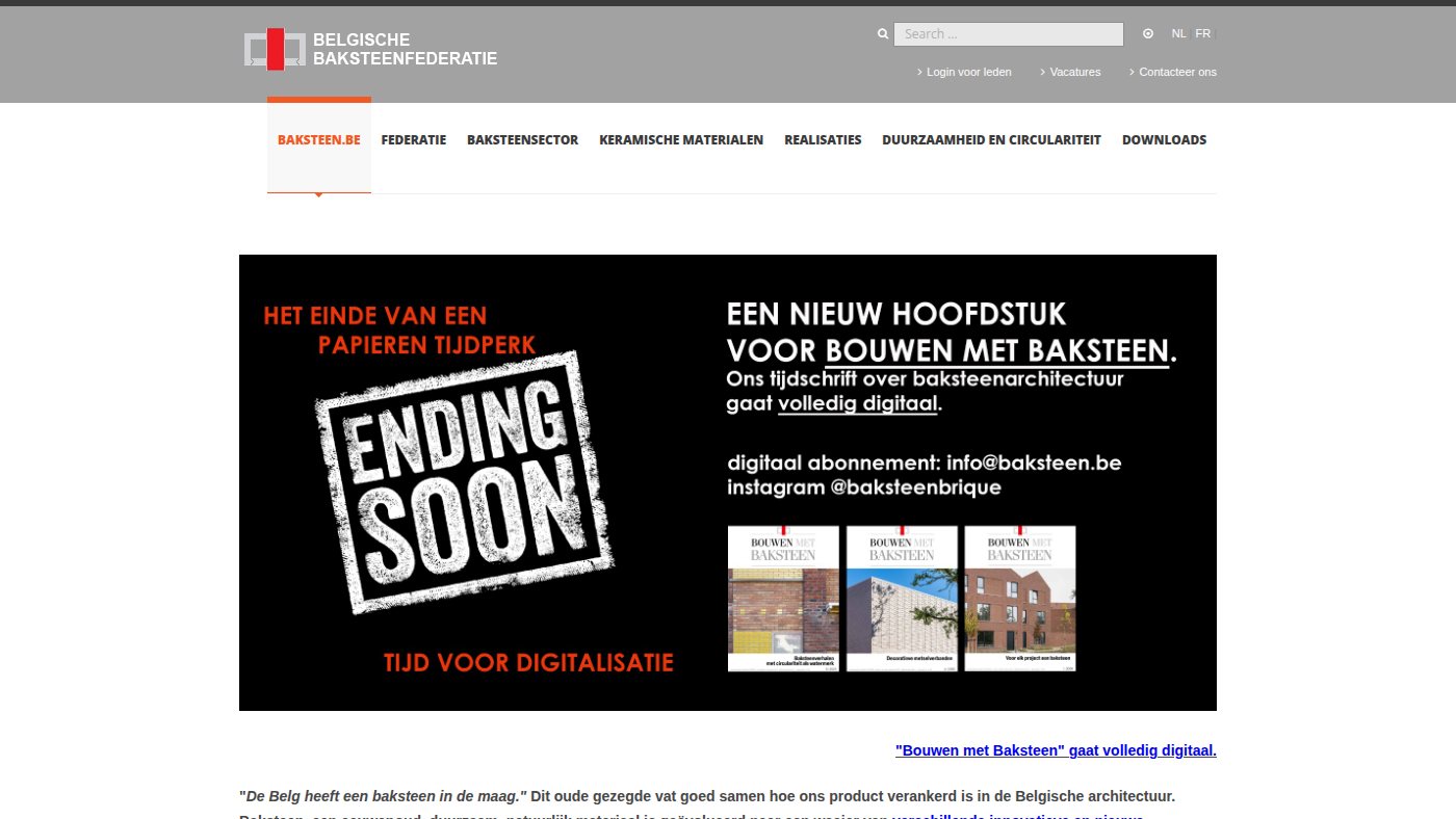 The home page of baksteen.be