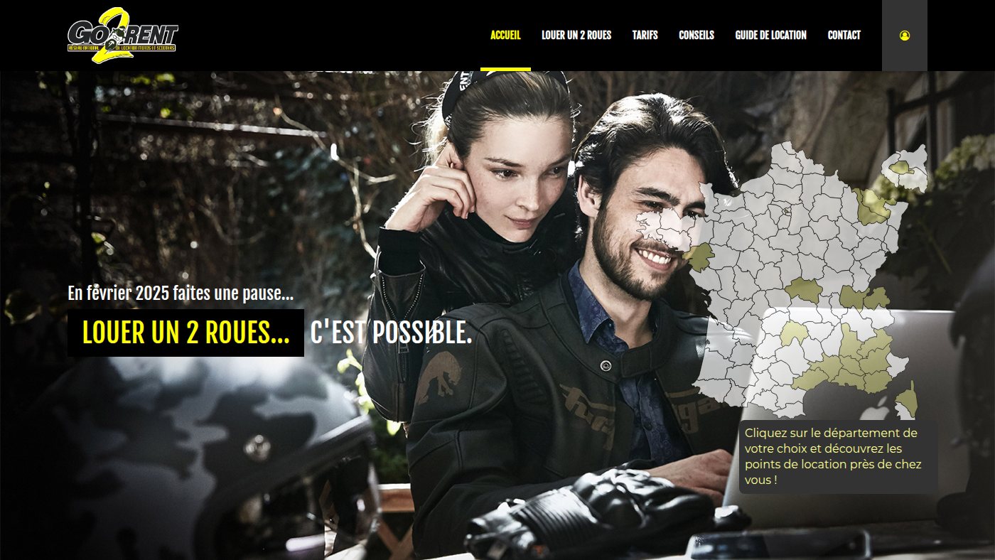 The home page of go2rent.fr