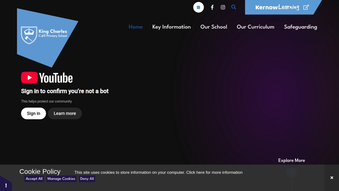 The home page of kingcharles.kernowlearning.co.uk