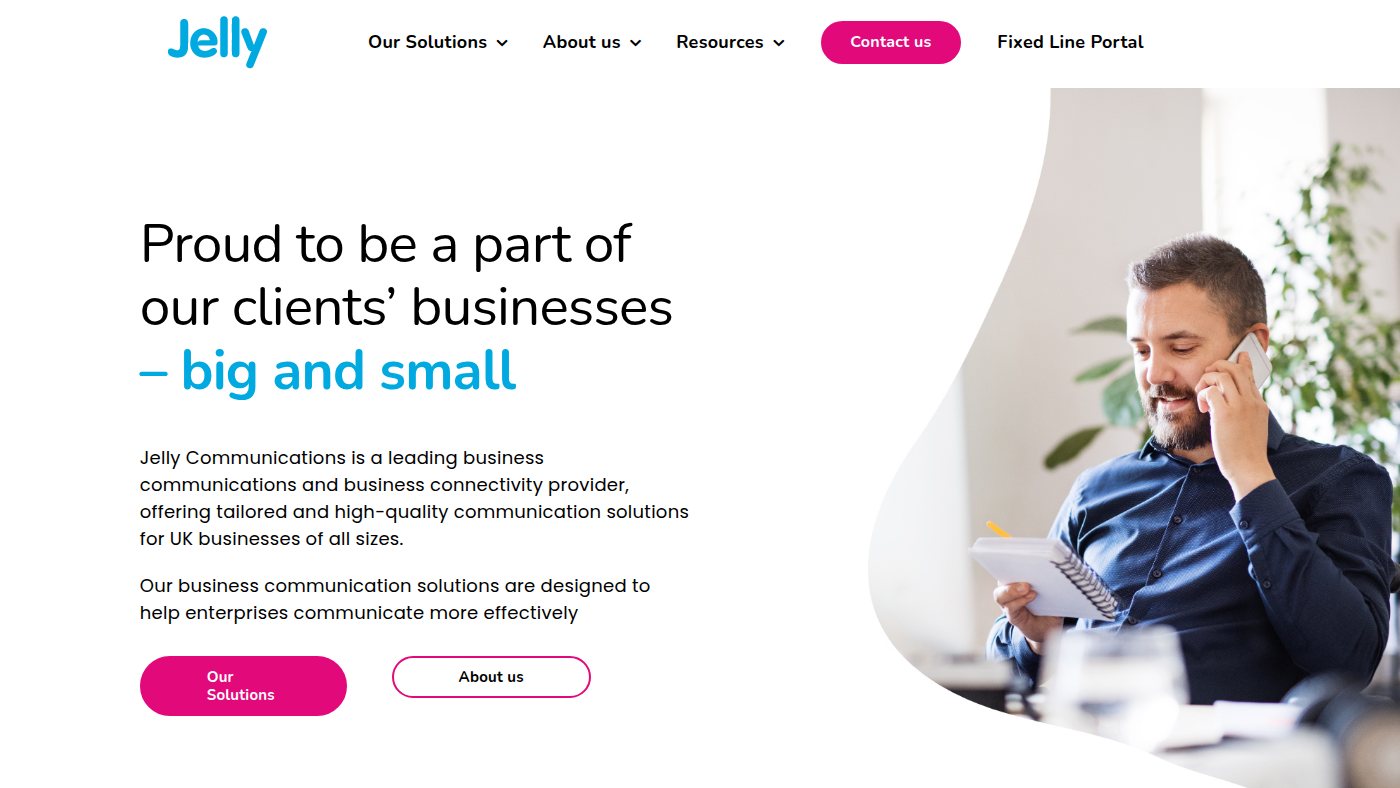The home page of jellycoms.co.uk