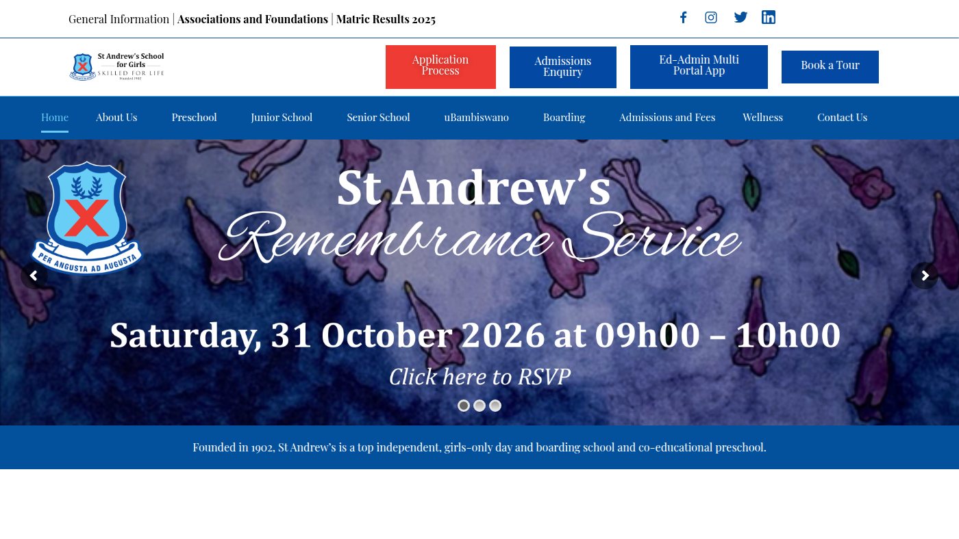 The home page of standrews.co.za