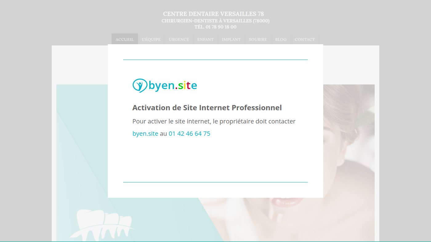The home page of centre-dentaire-versailles-78.fr
