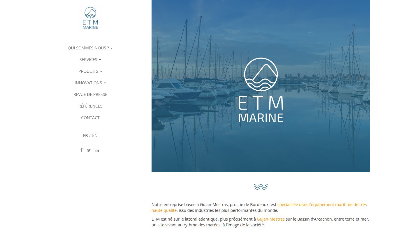 The home page of etm-marine.com