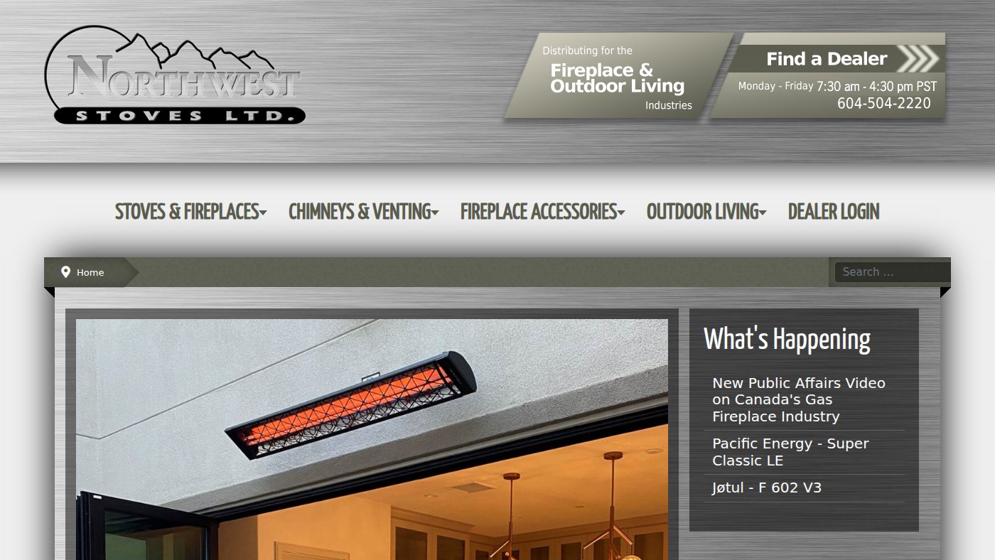 The home page of northweststoves.ca