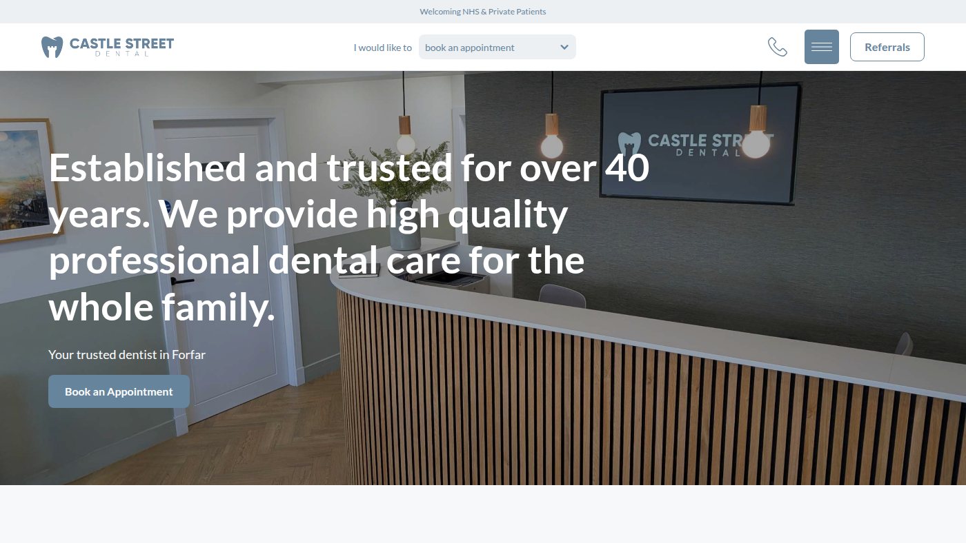 The home page of castlestreetdental.com