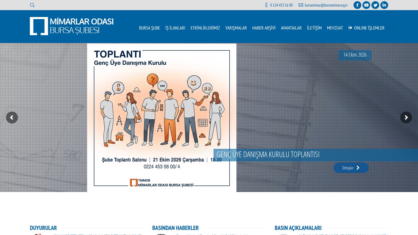 The home page of bursamimar.org.tr