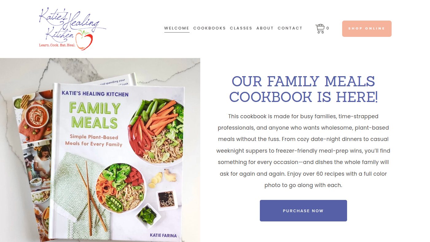 The home page of katieshealingkitchen.com