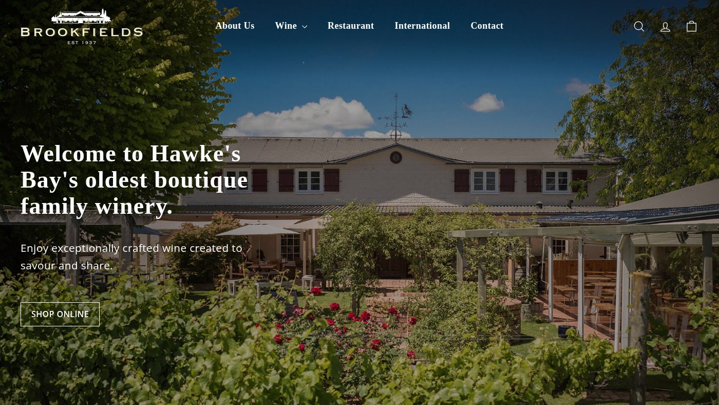 The home page of brookfieldsvineyards.co.nz