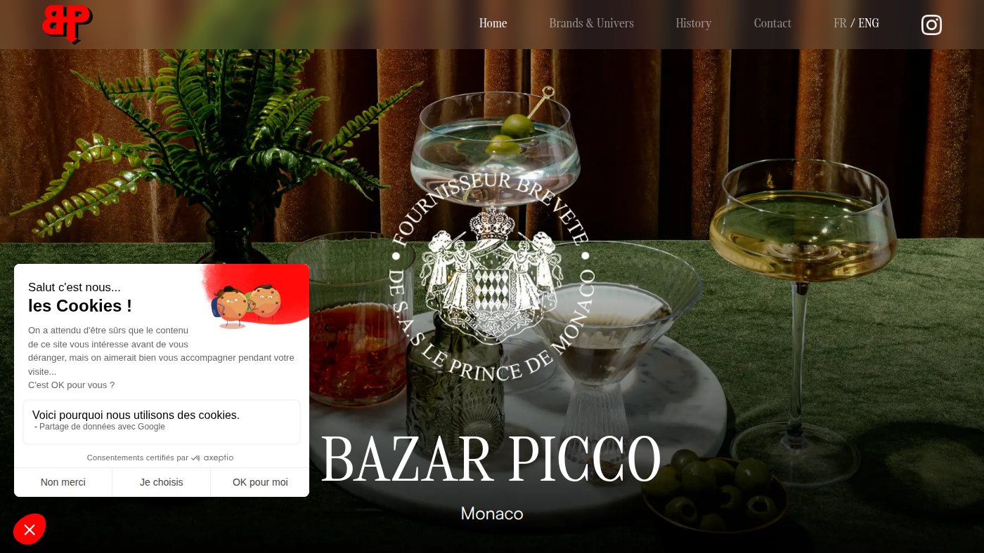 The home page of bazarpicco.mc