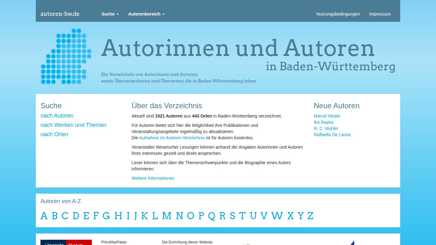 The home page of autoren-bw.de