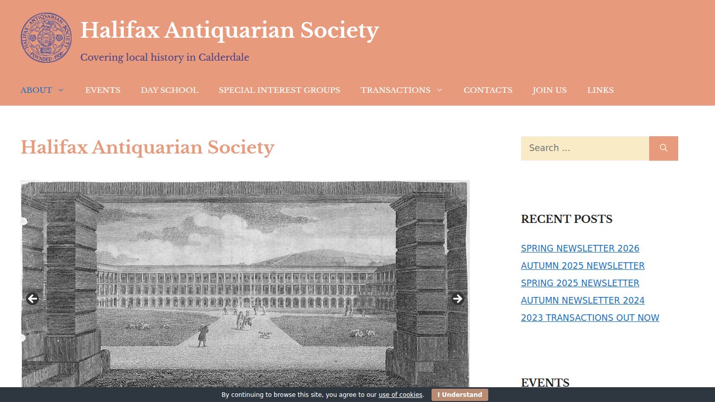 The home page of halifaxhistory.org.uk