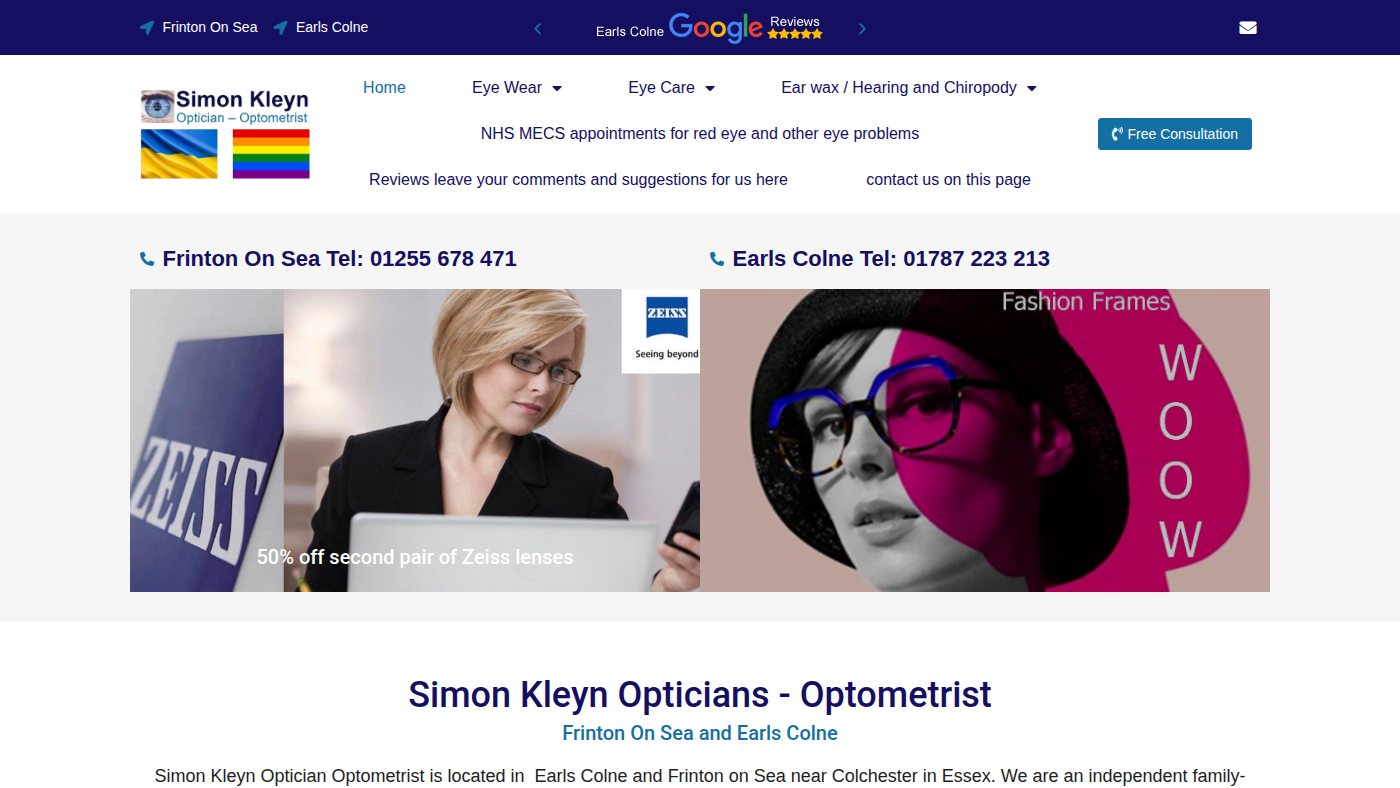 The home page of skopticians.co.uk