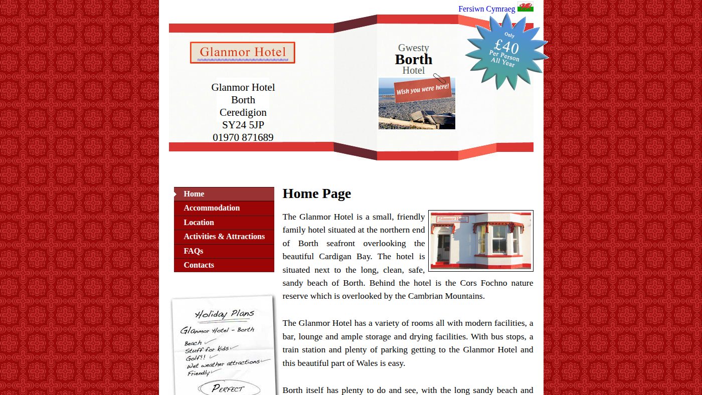 The home page of glanmor-hotel.co.uk