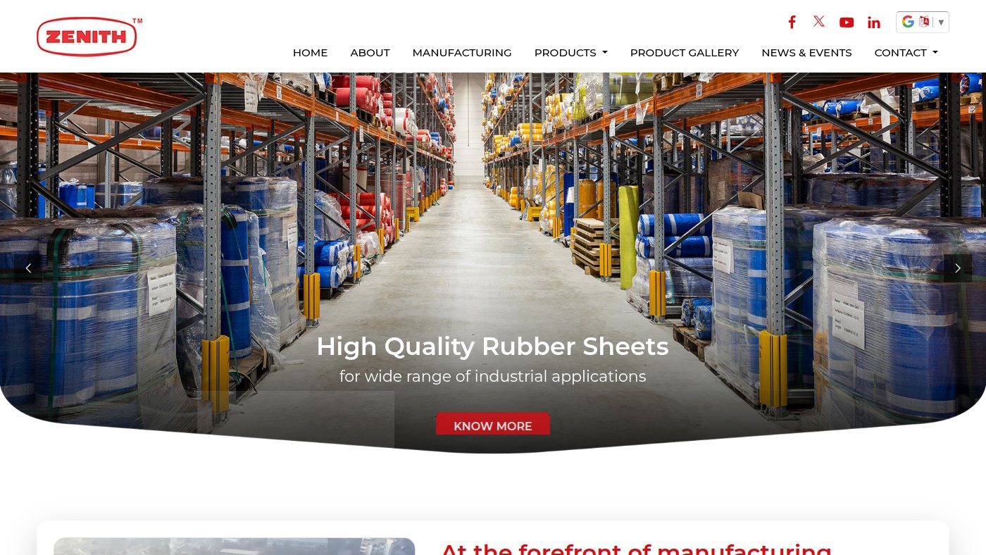 The home page of zenithrubber.com