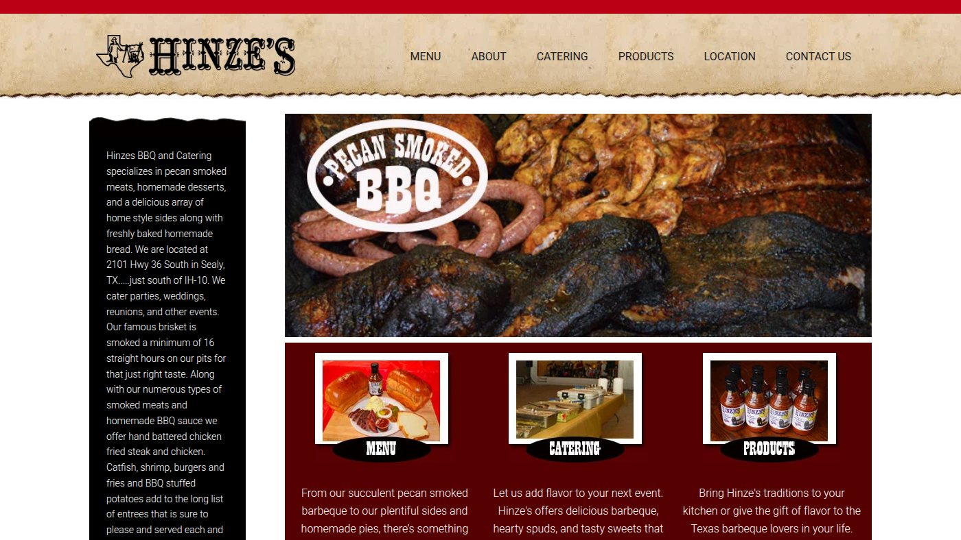 The home page of hinzesbbq.com