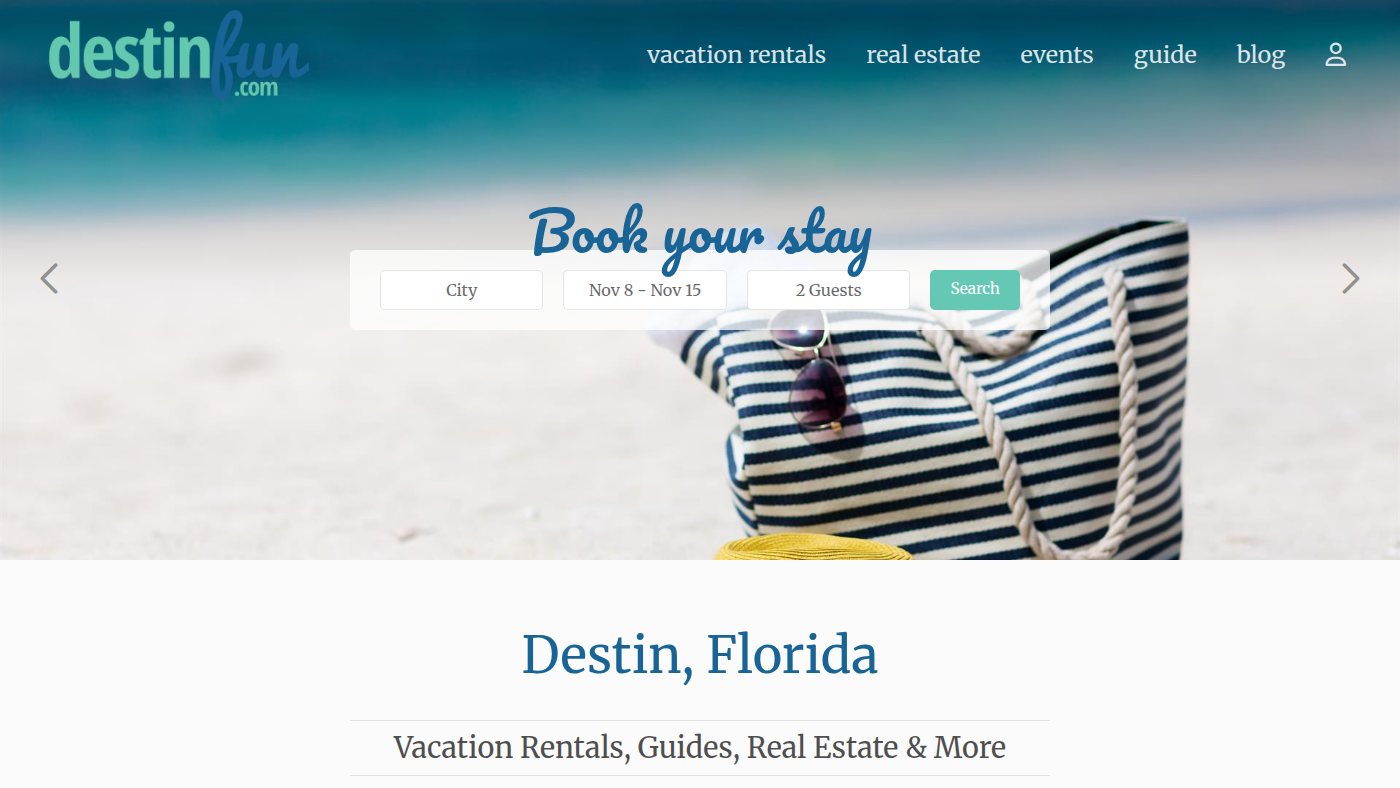 The home page of destinfun.com