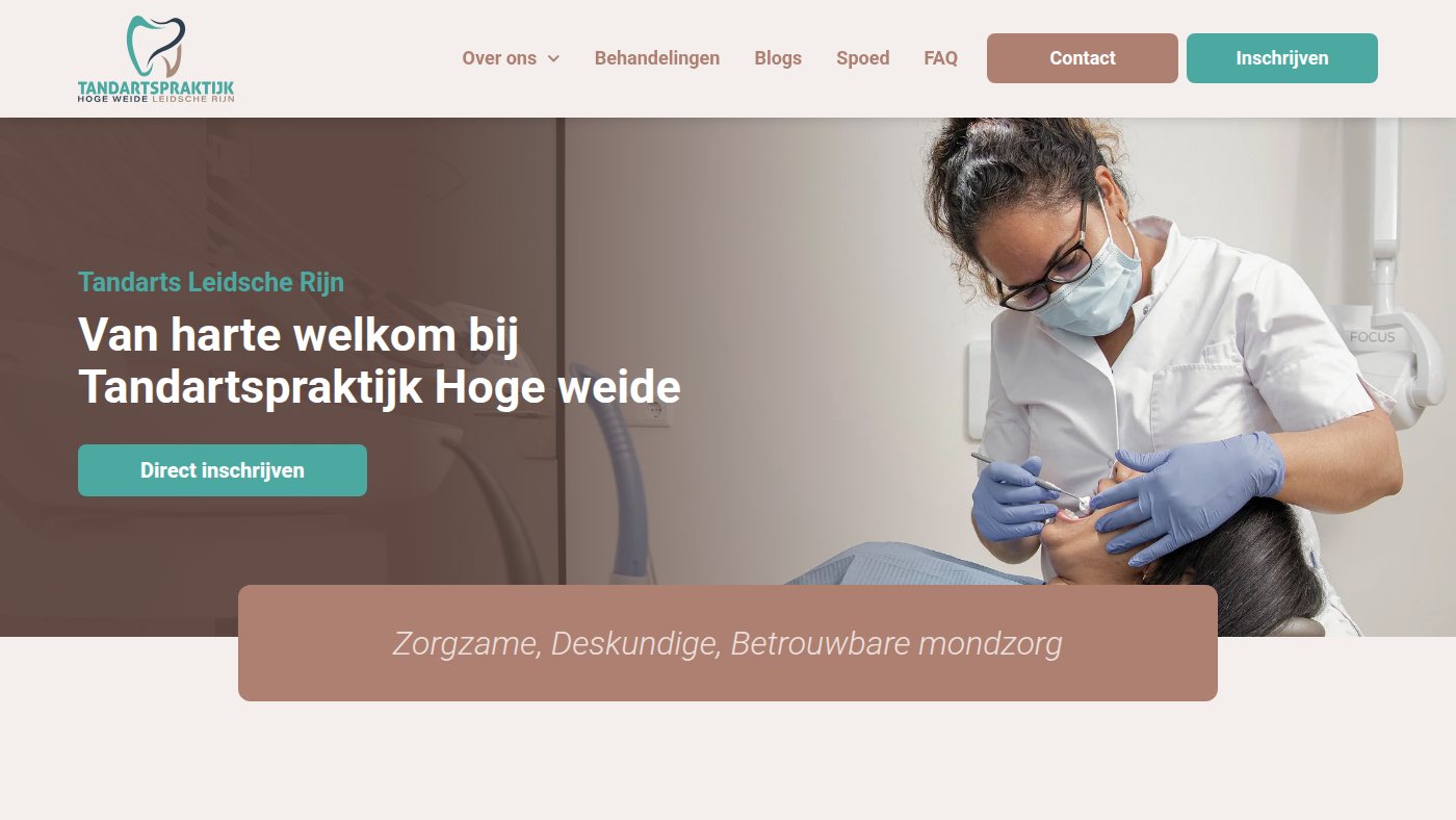 The home page of tandartspraktijkhogeweide.nl