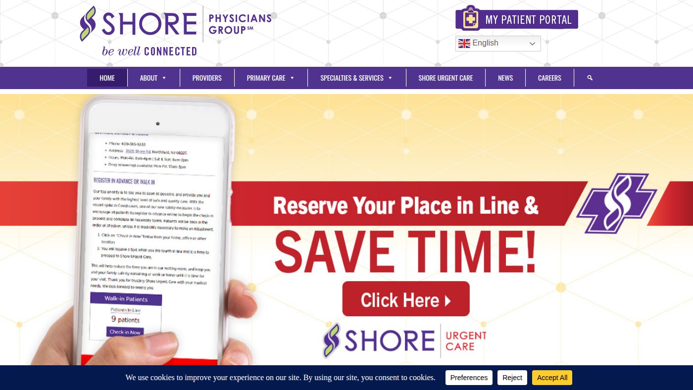 The home page of shorephysiciansgroup.com