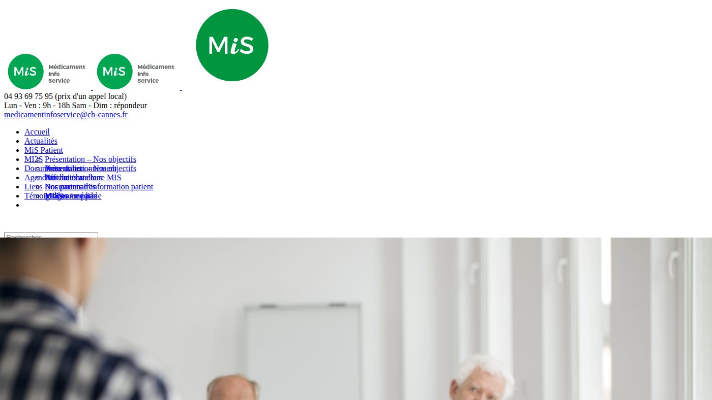 The home page of medicament-info-service-patient.fr