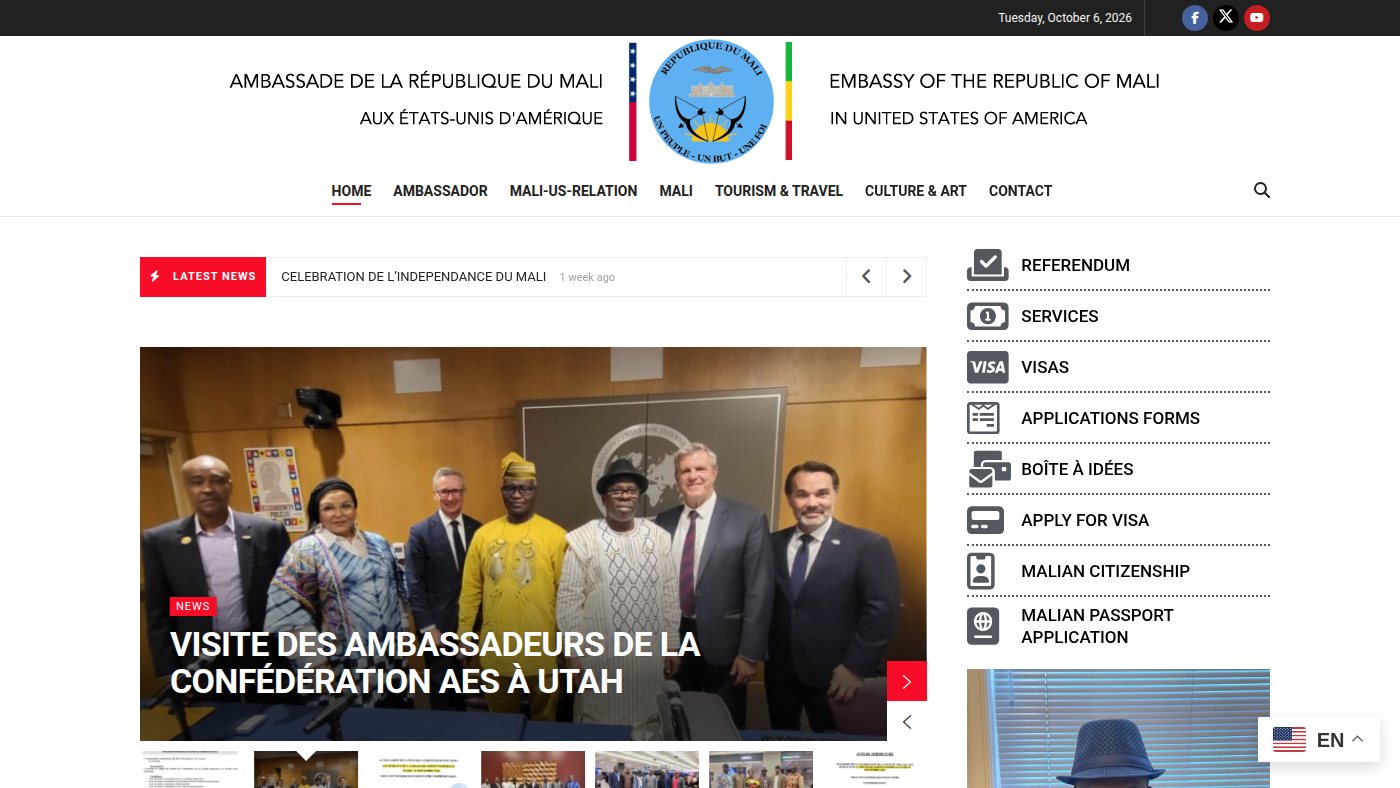 The home page of maliembassy.us
