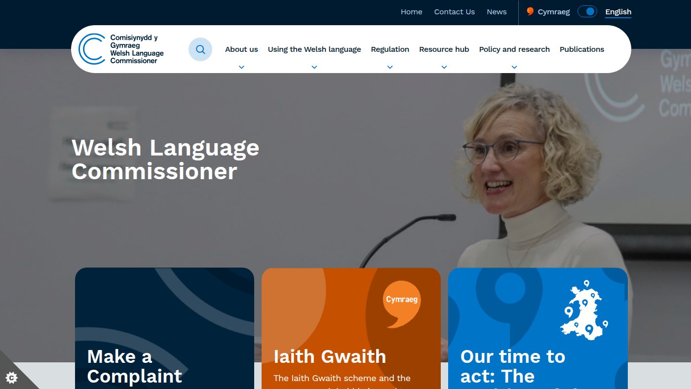 The home page of welshlanguagecommissioner.wales