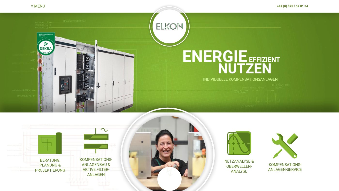 The home page of elkon-kompensationsanlagen.de