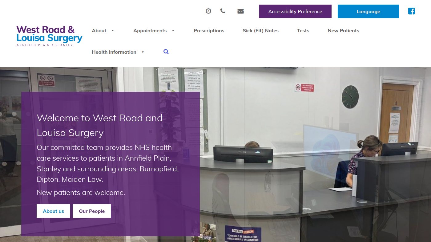 The home page of westroadandlouisa.co.uk