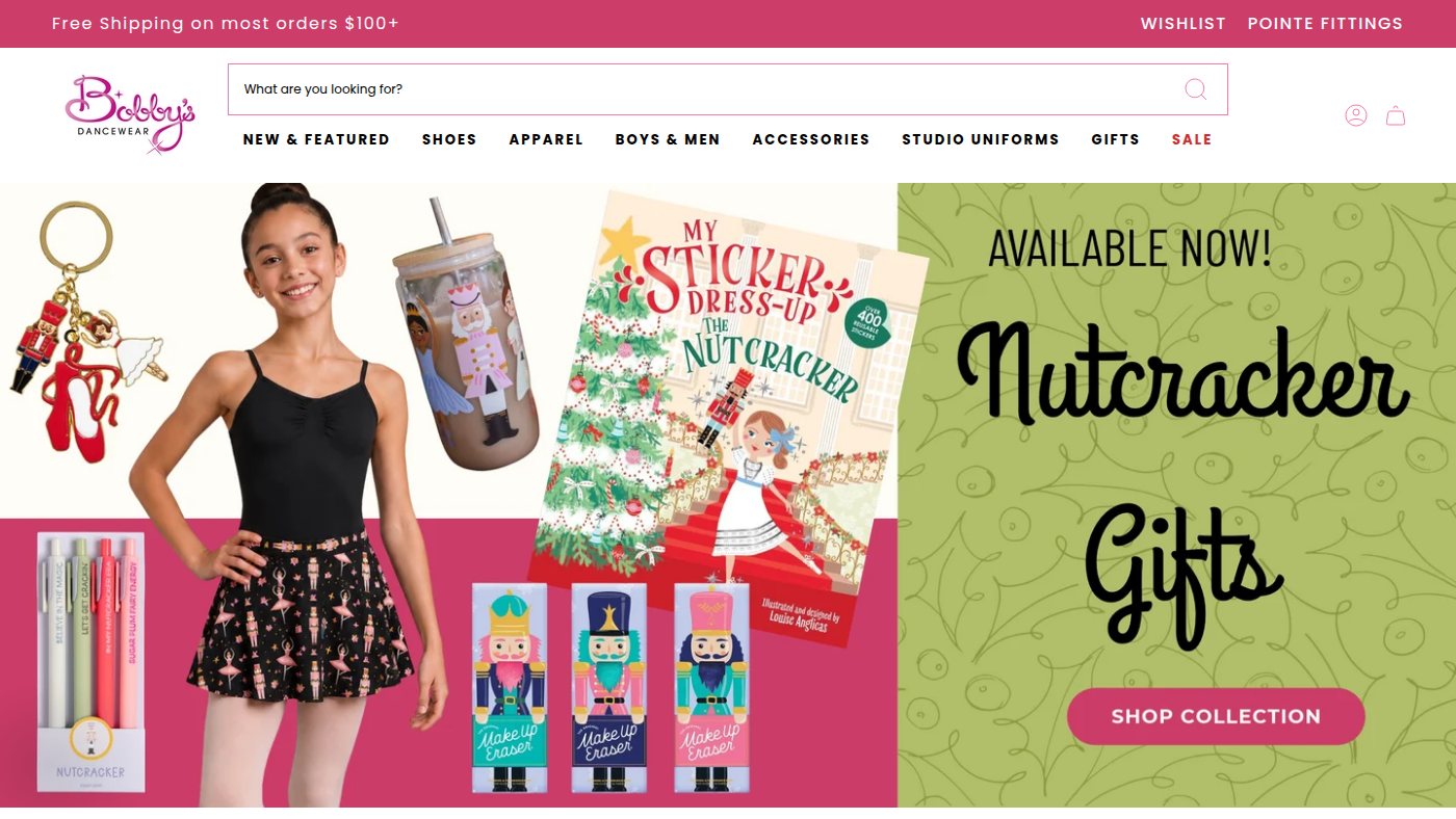 The home page of bobbysdancewear.com