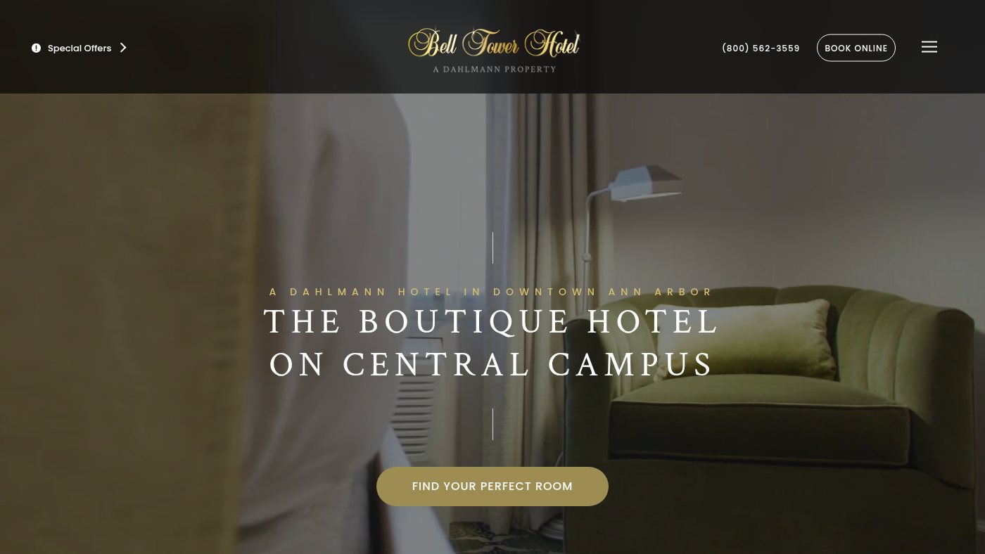 The home page of belltowerhotel.com