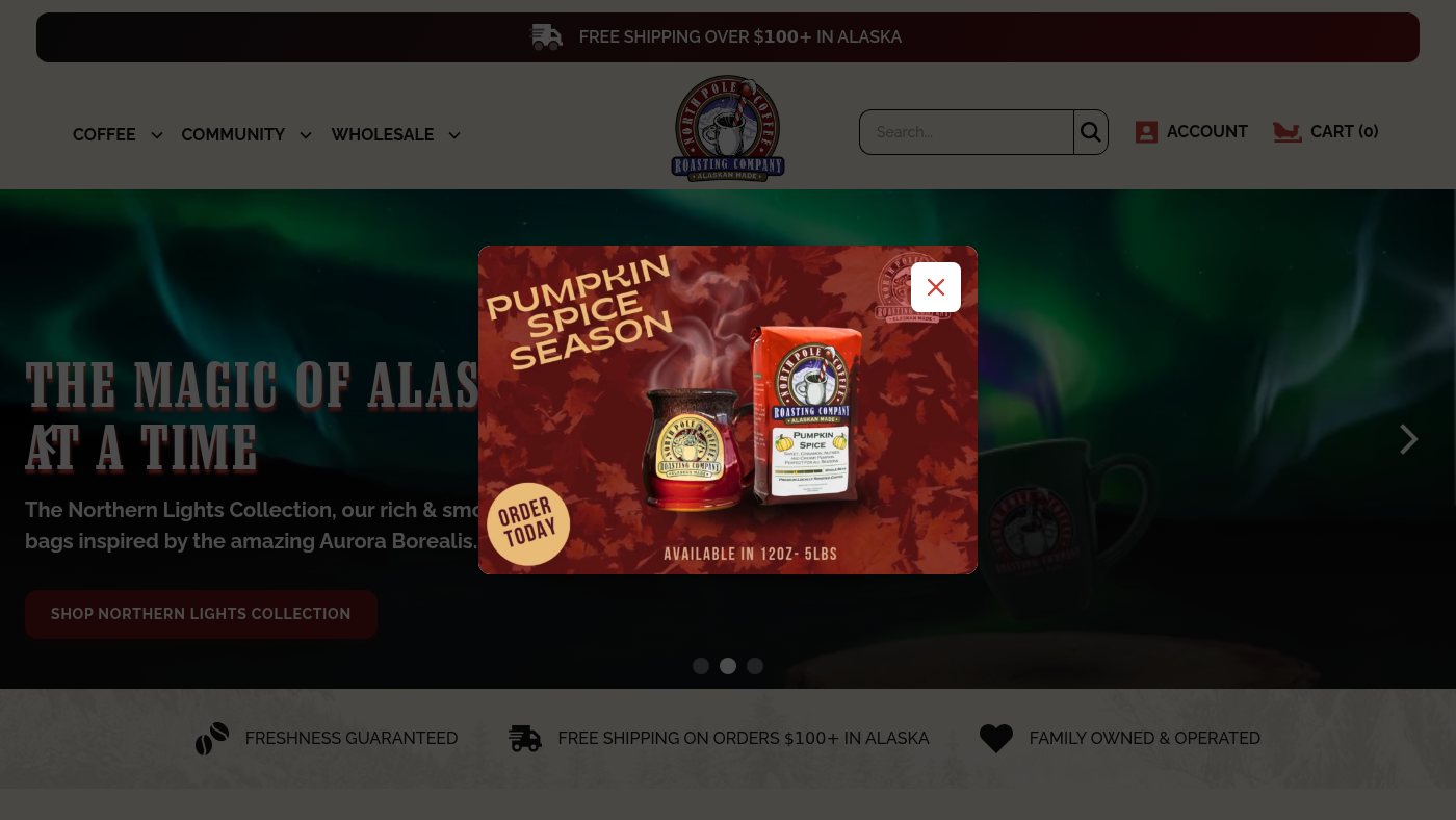 The home page of northpolecoffee.com