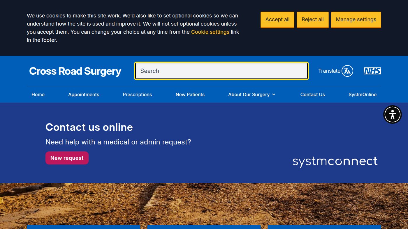 The home page of crossroadsurgery.co.uk